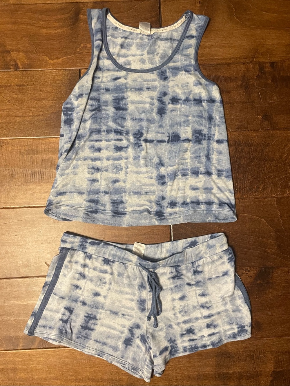Lucky Brand 2pc Blue Tie Dye Scoop Neck Tank and Shorts Pajama Set Size L